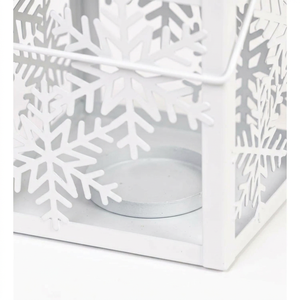 Portavelas Metálico con Diseño de Copo de Nieve Blanco, para Decoración Navideña del Hogar, Venta al Por Mayor - Product Image 3