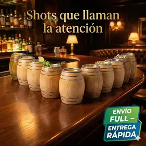 Vasos de chupito de madera The Barrel House, 3 oz, interior de aluminio, paquete de 10, estilo vintage, para cócteles y fiestas. - Product Image 4