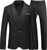 Setelan Jas Pria Slim Fit 3 Potong Satu Kancing Jas Solid untuk Bisnis Pernikahan Formal Prom Tuxedo Blazer Rompi & Celana