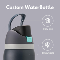 Bouteille d'eau en acier inoxydable isolée sans BPA avec paille intégrée pour le sport, les voyages, réutilisable, isolation thermique de 12 à 24 heures