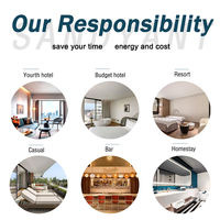 Ensemble de meubles de restaurant commerciaux en bois modernes sur mesure, meubles de café d'hôtel, table et chaises pour projet de restaurant