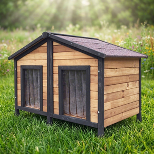 SHUNDA SDD012 Caseta de Lujo Moderna y Ecológica para Perros, con Doble Puerta, de Madera, con Diseño Impreso, para Todas las Estaciones - Product Image 1