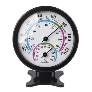 Mini Dial termometer higrometer dalam dan luar ruangan Analog pengukur suhu kelembapan Monitor cuaca