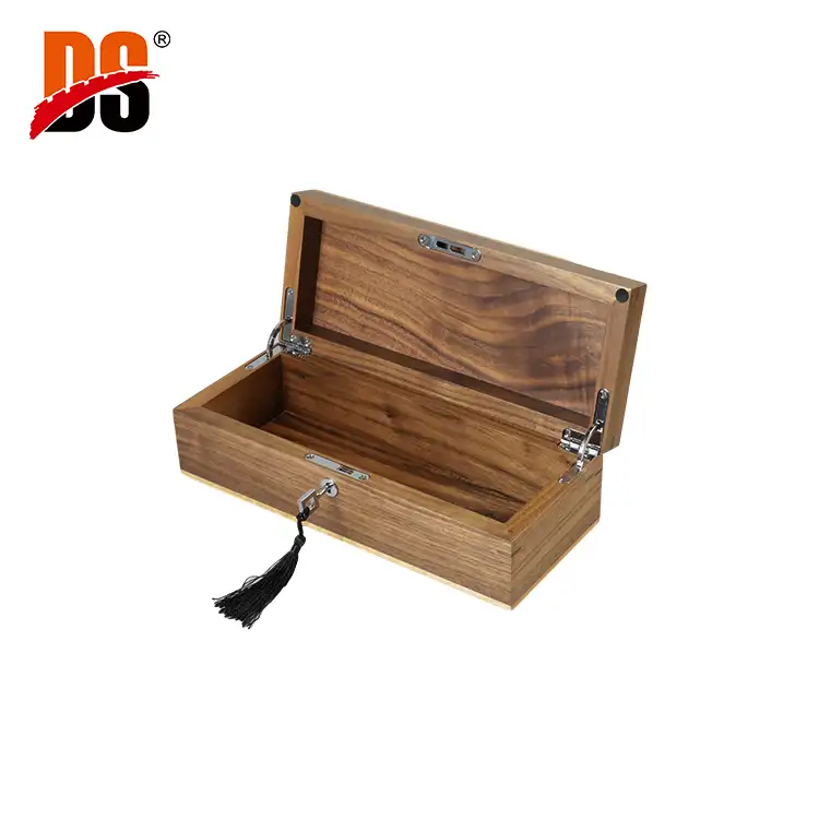 DS High Quality Custom Design Walnut Small Storage Gift Wood Box With Lock