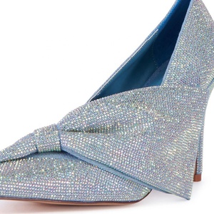 Escarpins sexy pour femmes à bout pointu, ornés de strass et de diamants, talons hauts, sandales à talon aiguille avec grand nœud - Product Image 6