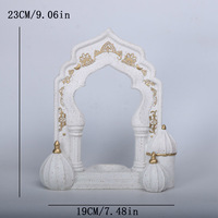 Décoration Ramadan 2027 en résine dorée, motif mosquée, lune et palmier, pour la table de la maison, Eid Ramadan Mubarak