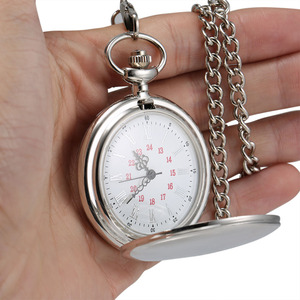 <span class=keywords><strong>Montre</strong></span> de poche à Quartz pour hommes et femmes, cadran à chiffres romains, boîtier argenté avec chaîne, 1 pièce - Product Image 1