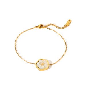 Juego de Joyería de Acero Inoxidable con Baño de Oro PVD y Flor de Madreperla para Mujer, Collar, <span class=keywords><strong>Pendientes</strong></span> y Pulsera para Uso Diario, Set de Regalo Opcional - Product Image 4