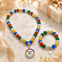 Nouveauté : Ensemble de bijoux collier et bracelet délicats en alliage, design inspiré de l'Étoile d'Orient, orné de perles de cristal scintillantes, pour femme, idéal comme cadeau