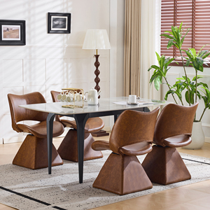 Swivel Convertible <b>Dining</b> <b>Chair</b> with Artificial Leather Upholstery Modern High-back Design for Apartment and Hotel Use - Product Image 2