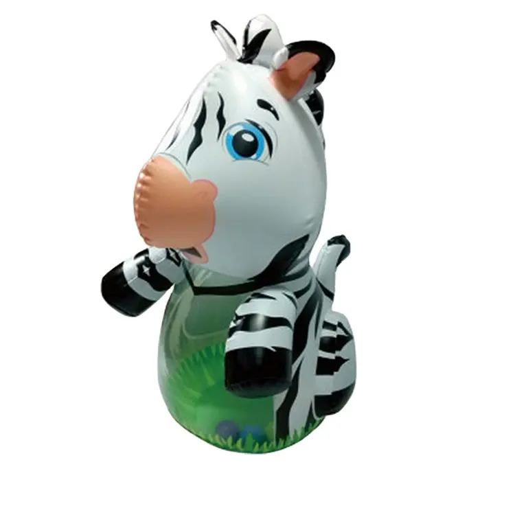 Mainan tas bop anak tumbler kartun zebra tiup vinil kustom pabrik