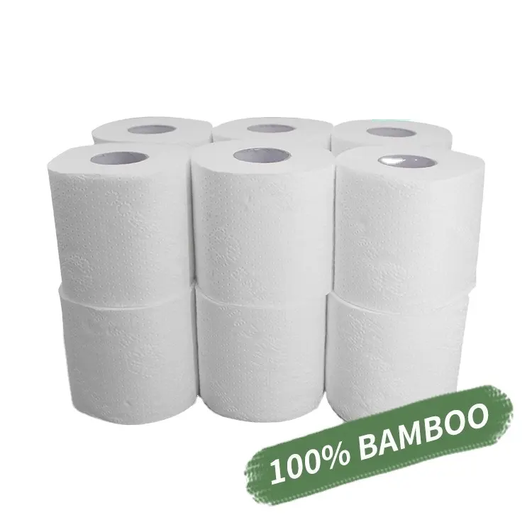 Groothandel Jumbo Rol Zacht Toiletpapier Bio Tissue Toiletpapier Rollen 3-laags 100% Bambu Cellulose Kwaliteit Goedkope Toilettissues