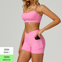 D-TZ2030-1 Ensemble de sport pour femme, short de yoga ultra-extensible effet seconde peau, avec maintien des hanches, pour activités de plein air