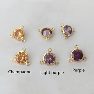 Grosir konektor jimat batu kelahiran zirkon tiga lingkaran Bezel 6.0MM terisi emas 14K untuk pembuatan perhiasan permanen DIY - Product Image 4