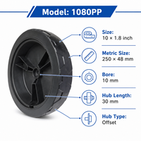 Roue pivotante robuste de 10 pouces en plastique PP anti-rouille non-marquante pour meubles - Vente en gros