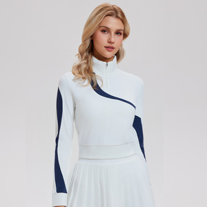 Camiseta de Golf de Manga Larga para <span class=keywords><strong>Mujer</strong></span>, de Alta Calidad, con Media Cremallera, Bloques de Color, Corte Recortado, de Secado Rápido, Ropa Deportiva para <span class=keywords><strong>Mujer</strong></span> - Product Image 4