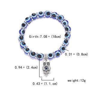 Braccialetto Elastico Fatto a Mano con Perline in Lega di Zinco Occhio Turco <span class=keywords><strong>Blu</strong></span> Portafortuna Gioielli per Donne Regalo per Feste Matrimoni Anniversari - Product Image 5