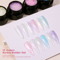 Gel de construction Aurora sans TPO, gelée pailletée pour extension d'ongles, kit de gel dur à retirer par trempage, marque privée