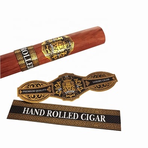 Papel de cigarro enrollado a mano negro <span class=keywords><strong>cubano</strong></span> de lujo, lámina dorada, vinilo impermeable, plástico, Material PP, etiquetas adhesivas de <span class=keywords><strong>precio</strong></span> al por mayor - Product Image 1