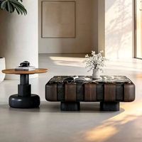 Meubles de maison minimalistes italiens, table basse créative de designer, ensemble de tables basses carrées en marbre pour villa