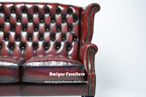 فريد تصميم خمر غرفة المعيشة أثاث الفندق الملكة آن الملكي أريكة جلدية - Product Image 3