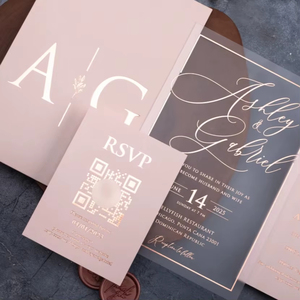 Cartes d'invitation élégantes pour anniversaire 2026, personnalisées avec estampage à chaud doré, gaufrage, papier rectangulaire, écologiques, recyclables, RSVP QR - Product Image 2