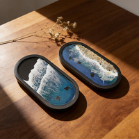 Ecologisch verantwoorde, handgegoten hars houten dienblad met kustgolfmotief, aangepaste logo voor strand souvenir & bruiloft cadeau, groothandel levering