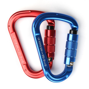 D Type Aluminum Alloy Carabiner 25kN Strength Outdoor Climbing Mountaineering Safety Lock Red Black Blue Orange Silver - Product Image 2