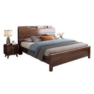 Cama de almacenamiento de madera maciza de nogal de 1.8 m con sistema de elevación por presión de aire, cama con cajones, muebles de dormitorio modernos y minimalistas - Product Image 4