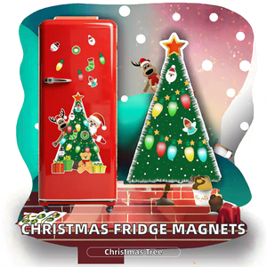 Autocollants magnétiques de Noël ShengBaiNa pour réfrigérateur - <span class=keywords><strong>Arbre</strong></span> de Noël amovible avec motif Père Noël et rennes pour surfaces métalliques - Product Image 2