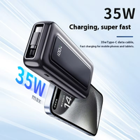OEM 35W Mini Li-Polymer Ultra Slim Power Bank 10000mAh Câble rétractable Type C Écran numérique Charge rapide Portable Externe