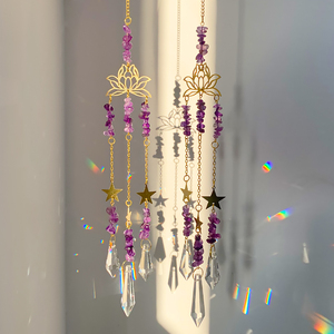 Acchiappasole in Cristallo di Ametista a Forma di Loto, Decorazione da Appendere alla Finestra, Artigianato in Cristallo - Product Image 1