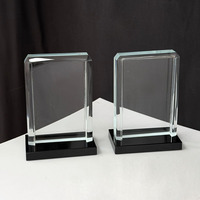 Trophée unique personnalisé en forme de porte en cristal, plaque de champion en cristal avec base noire MH-J0738