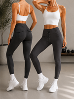 Leggings de yoga taille haute effet push-up avec poches cargo arrière, taille à cordon de serrage, pantalon de sport réfléchissant pour la course et la gym avec fermeture éclair