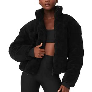 Ventes en gros de manteaux et vestes pour femmes, vêtements à revers côtelés, polaire, vêtements d'extérieur, manteaux pour femmes grande taille, fermeture éclair intégrale, manteaux en laine d'hiver pour femmes - Product Image 5