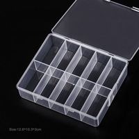 Boîte de rangement transparente en plastique à 10 compartiments pour pointes d'ongles, bijoux, perles, strass, organiseur, étui pour outils de manucure