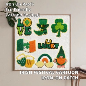 Cartoon Embroidered Eco-Friendly PVC Fabric <b>Irish</b> Festival Iron-On Patches for Hats - Product Image 2