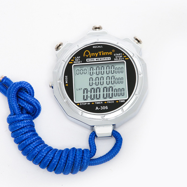 Professional Digital Waterproof LCD Backlight Large 300 Lap Memory Sports Stopwatch Timer Calendar Chronograph Training Referee