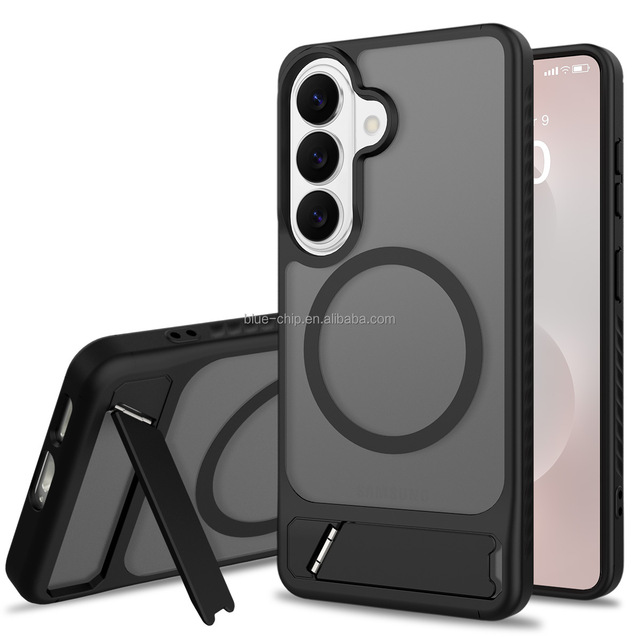 Top Grade Drop Protection 2 in 1 TPU Hard PC Bumper Case Frosted Magnetic Phone case with Foldable Bracket for Samsung S26 Ultra