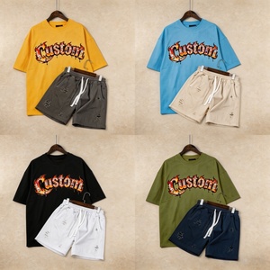 Ensemble T-shirt et short de sport pour homme, tendance 2026, haute qualité, avec logo imprimé effet vieilli - Product Image 4