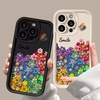 Coque de Téléphone en TPU Souple Colorée, Design Floral Tendance Style Instagram pour iPhone XR 7 Plus, Xiaomi Redmi, Samsung, Infinix, Tecno