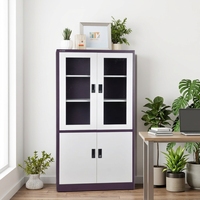 Armoire à dossiers en acier, rangement de documents, moderne, avec porte en verre, armoires à dossiers avec serrure, mobilier de bureau
