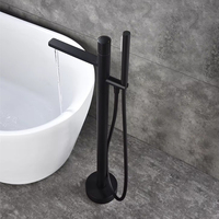 Baignoire sur pattes noire autoportante montée au sol robinet de robinet de Cae robinet de baignoire sur pied contemporain en laiton