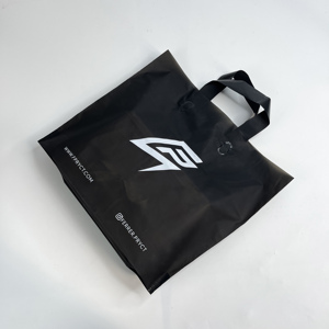 Custom Semi-Transparent Black Shopping Bags with White Print for Clothing Store for Small Business - Product Image 1