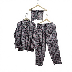 Ensemble de pyjama en coton biologique indien 100% coton, tissé à la main, confortable, pour l'été, le printemps, l'automne, l'hiver, pour les demoiselles d'honneur, pour la nuit - Product Image 3