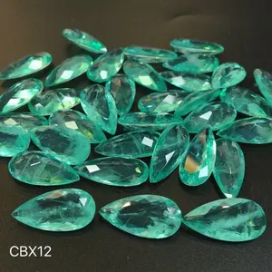 Cb12 pedra de cristal de turmalina, pedra paraiba sintética solta de cristal de turmalina azul