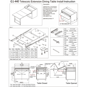 ROEASY 1500mm Double Legs Retractable <strong>Sliding</strong> Mechanism 1800mm 5 Fold Invisible Folding Pull Out <strong>Dining</strong> <strong>Table</strong> Slide Rail - Product Image 3