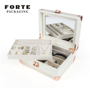 FORTE Luxury Portable Jewelry Organizer Rectangle PU Storage Case Travel <b>Gifts</b> Jewellery <b>Boxes</b> for Women - Product Image 3