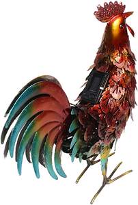 Oniya-luces solares de Metal para decoración de jardín, escultura artística de Metal con forma de <span class=keywords><strong>gallo</strong></span>, decoración de pollo, Color al aire libre - Product Image 4