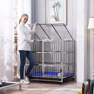 Benutzer definierte Logo Pet Cage Carriers Häuser Edelstahl Reise Zwinger Faltbarer Hunde käfig